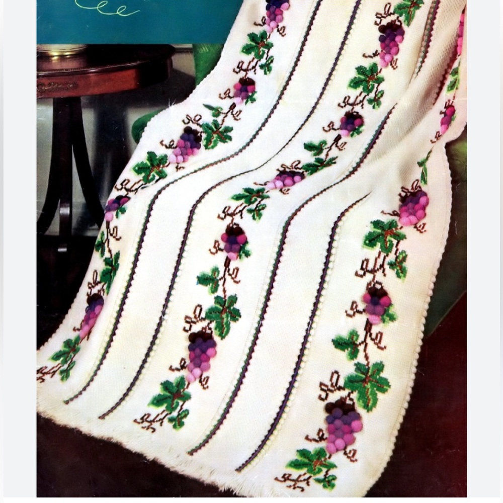 Handmade Knit Crocheted Vineyard‎ Aphgan Blanket